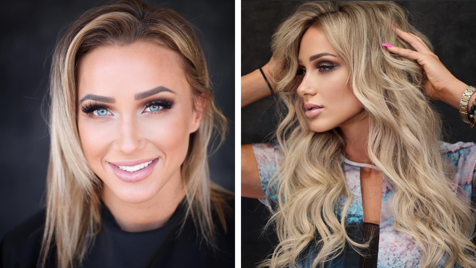 Natural Beaded Rows Hair Extensions Before and After