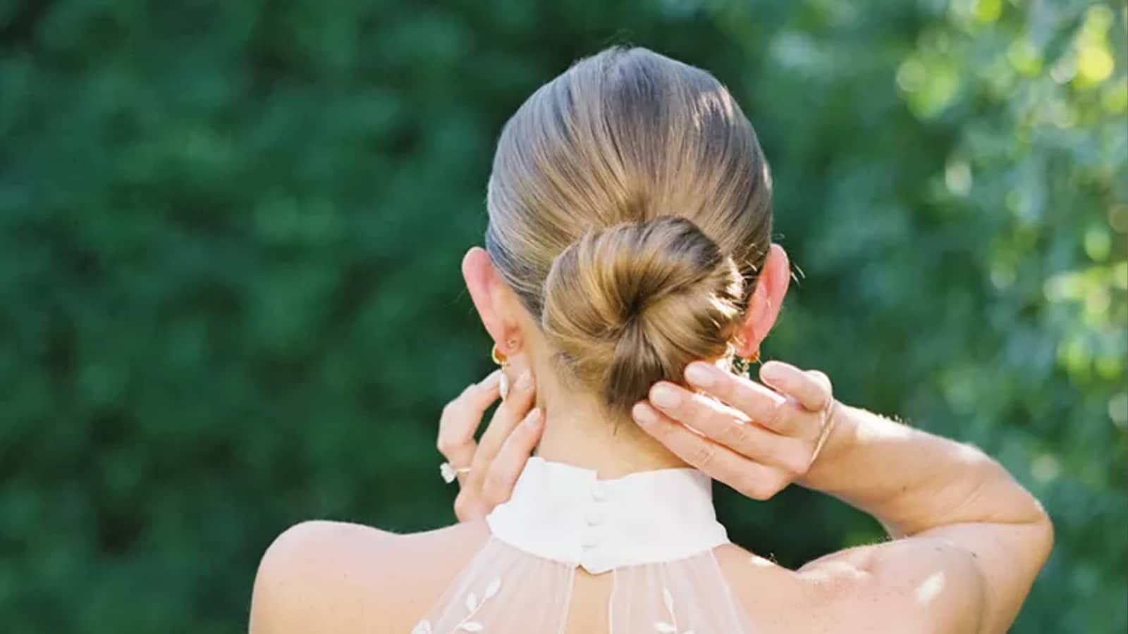 Low Chignon Hair Bun For Houston Wedding